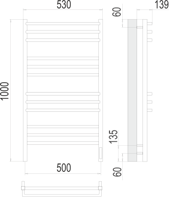 Электрический полотенцесушитель Terminus Соренто П12 500х1000 электро (4670078527196)