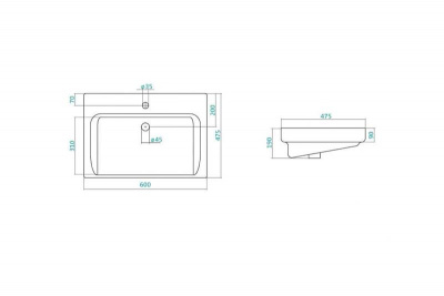 Раковина Santek Тигода 60 (Керамика) (1.WH30.2.082)