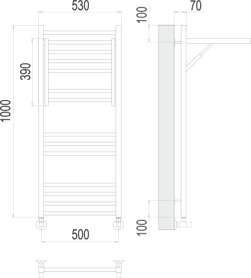 Водяной полотенцесушитель Terminus Валенсия П14 500х1000 (4670078529480)