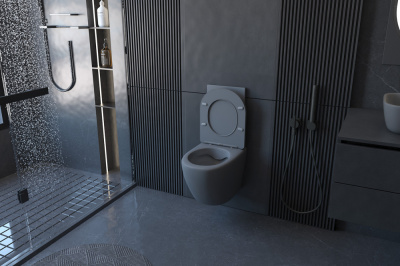 Унитаз ABBER Bequem подвесной серый матовый, безободковый (AC1101MG)