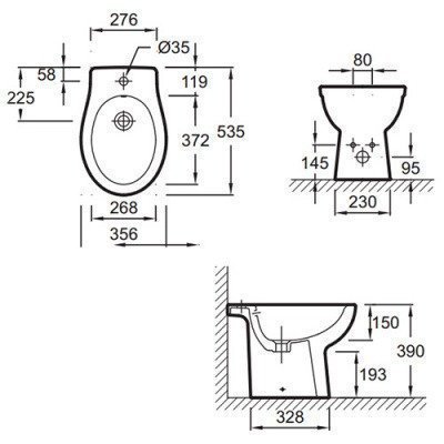 Биде напольное Jacob Delafon - Patio New (EBB0002-00)