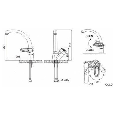 Смеситель для кухни Bravat - Loop (F7124182CP-RUS)
