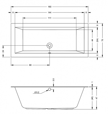 Ванна акриловая RIHO LUGO 160x70 (BT0700500000000)