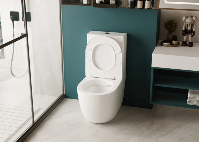 Унитаз ABBER Bequem компакт белый, безободковый (AC1110)