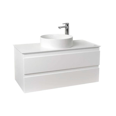 Тумба Jacob Delafon со столешницей из МДФ и с подсветкой для установки накладной раковины MADELEINE, 100 см, цвет блестящий белый (EB2084-J5)