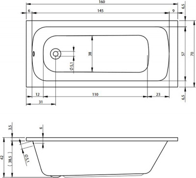 Акриловая ванна RIHO MILANO 160x70 (B042001005)