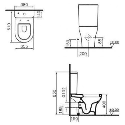 Унитаз напольный Vitra - Zentrum 61x35.5 (9012B003-7204)