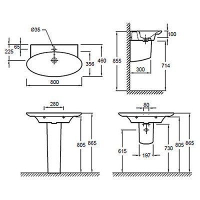 Раковина Jacob Delafon - Presquile 80x46 (E4437-00)
