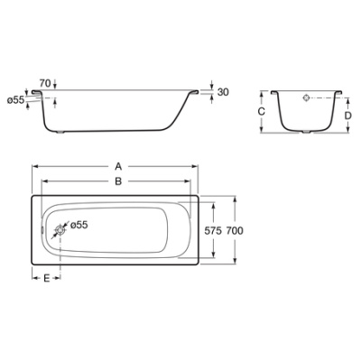Ванна Roca Contesa 160x70 2,4мм (23596000O) Ванна Roca Contesa 160x70 2,4мм (23596000O)