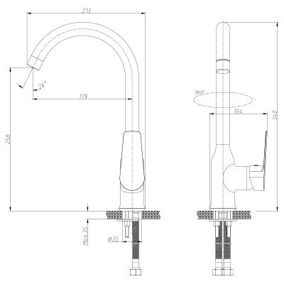 Смеситель Rossinka для кухни (S35-24)