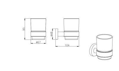 Стакан с держателем AQUATEK ВЕГА (AQ4004CR)