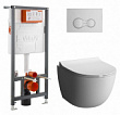 Комплект безободкового унитаза VitrA Sento Hygiene, кнопка глянцевый хром (9830B003-7207)