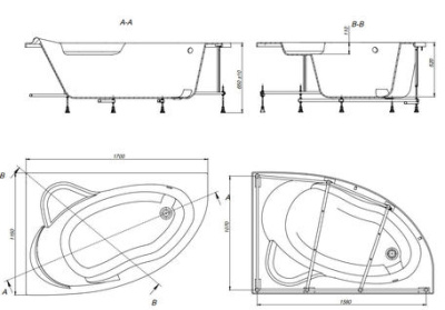 Акриловая ванна Roca Luna 170x115 асимметричная левая белая (ZRU9302911) Акриловая ванна Roca Luna 170x115 асимметричная левая белая (ZRU9302911)
