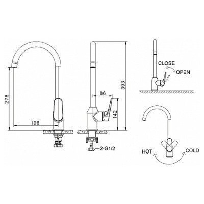 Смеситель для кухни Bravat - Eler (F7191238CP-RUS)