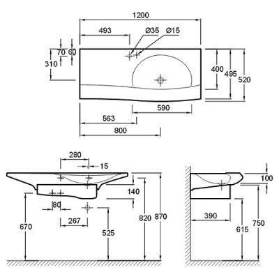 Раковина Jacob Delafon - Stillness 120x52 (E1292-00)