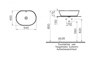 Раковина Vitra - Geo 55x40 (7427B003-0012)