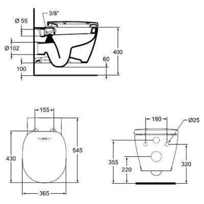 Унитаз подвесной Ideal Standard - Connect с гигиеническим душем 54.5x36.5 (E781901)