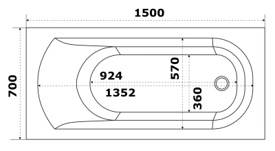 Ванна Bas Нирвана-PRO 150х70 (без каркаса) (З 00116)