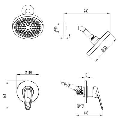 Смеситель Lemark Luna для душа, встраиваемый (LM4120C) Смеситель Lemark Luna для душа, встраиваемый (LM4120C)