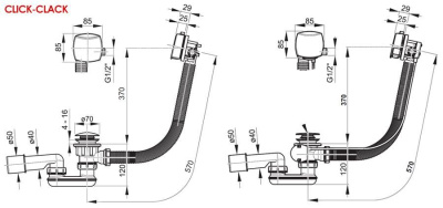 Сточный комплект Ravak для ванны с заполнением и переливом "Хром" квадратный 570 мм (X01438)