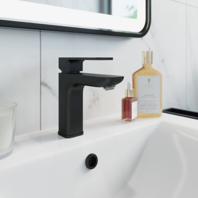 Смеситель для умывальника, черный, Slide, IDDIS (SLIBL00i01)