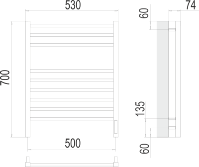 Электрический полотенцесушитель Terminus Сицилия П9 500х700 электро (4670078526311)