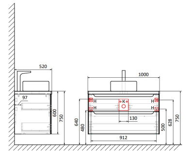 Столешница Aquanika WOOD 100 /100х52х30/ (светлый) (AQW100523RU69)