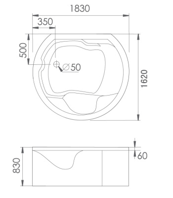 Акриловая ванна Gemy (G9063 K)