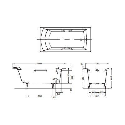 Ванна чугунная Jacob Delafon - Biove 170x75 (E2938-00)