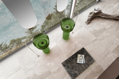 Раковина отдельностоящая прозрачная ABBER Kristall зеленая (AT2702Emerald)