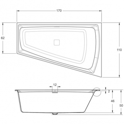 Ванна акриловая RIHO Ванна STILL SMART 170x110 L RIHO FALL (заполнение через перелив) (BR04C0500000000)