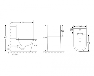 Унитаз ABBER Bequem компакт белый, безободковый (AC1112)