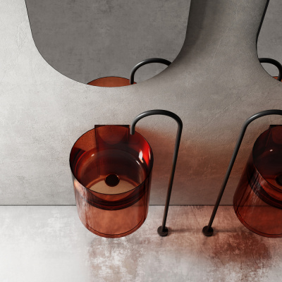 Раковина подвесная прозрачная ABBER Kristall коричневая (AT2704Opal)