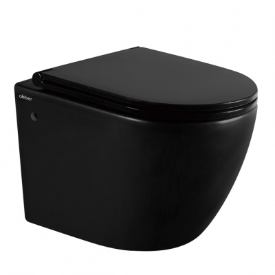 Унитаз ABBER Bequem подвесной черный матовый, безободковый (AC1103MB)