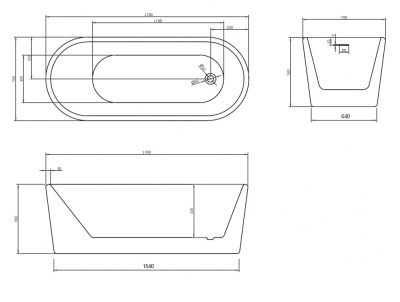 Акриловая ванна ABBER (AB9272-1.7)