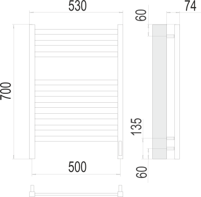 Электрический полотенцесушитель Terminus Енисей П9 500х700 электро (4670078526281)