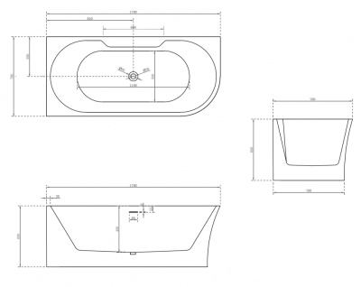 Акриловая ванна ABBER (AB9335-1.7 L)