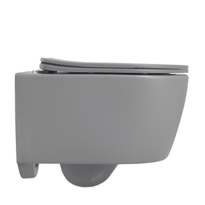 Унитаз ABBER Bequem подвесной серый матовый, безободковый (AC1104MG)
