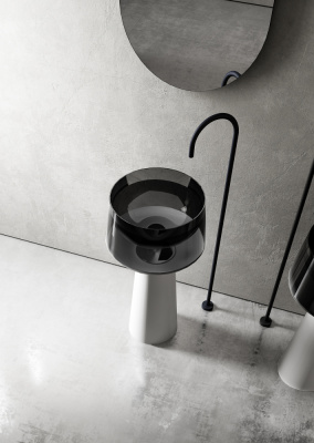 Раковина отдельностоящая прозрачная ABBER Kristall белый/черный (AT2706White-Onyx)