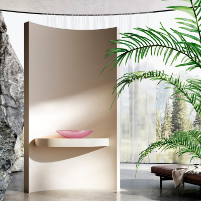 Раковина накладная прозрачная ABBER Kristall розовая (AT2810Koralle)