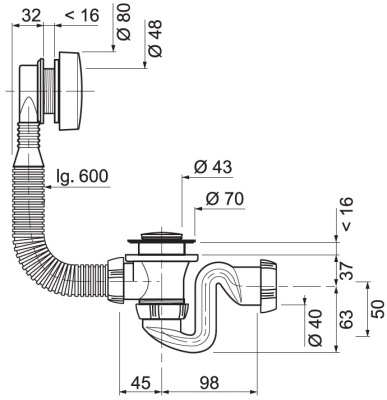 Сифон Cersanit универсальный полуавтомат LORENA (63086)