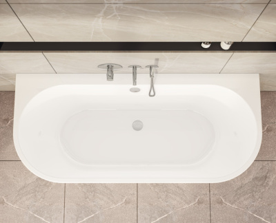 Ванна Vitra Geo 180х80 приставная+ножки+скрытый сифон (65420006000)