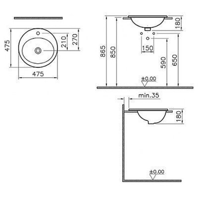 Раковина Vitra - S 20 47.5x47.5 (5467B003-0001)