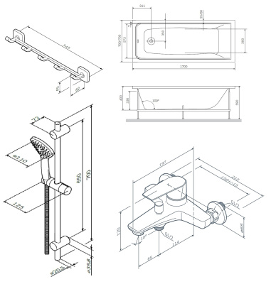 AM.PM Gem Комплект ванна 170*70 (WK90EA) AM.PM Gem Комплект ванна 170*70 (WK90EA)