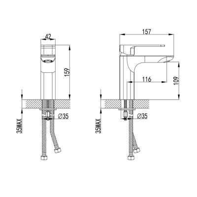 Смеситель для умывальника, черный, Slide, IDDIS (SLIBL00i01)