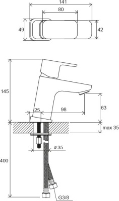 Смеситель для умывальника Ravak 10° Free -TD F 012.00 (X070127)