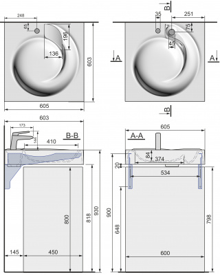 Раковина на стиральную машину QOPP 60 (4627173210140) Раковина на стиральную машину QOPP 60 (4627173210140)