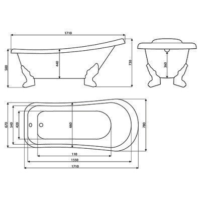 Ванна из литьевого мрамора Esse - Santorini 171x78