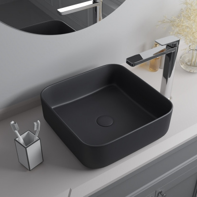 Серый матовый умывальник накладной, Bridge, IDDIS (BRIGM04i27)