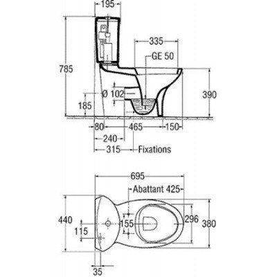 Унитаз напольный (чаша) Jacob Delafon - Presquile (19077-00)